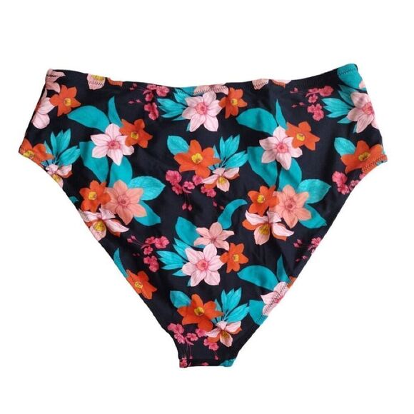 CUPSHE Black Tropical Cynthia High Waist Bikini Bottoms 1X NWT - Picture 7 of 11